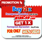 PROMOTION #4:Buy 2 x Farmapram Alprazolam 2 mg 30 tabs $139.49 USD.- Get 1 x Farmapram Alprazolam 2 mg 30 tabs for only $69.74 USD!!!