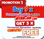 PROMOTION #1: - Buy 9 x Farmapram Alprazolam 2 mg 30 tabs $139.49 USD Get 3 x Farmapram Alprazolam 2 mg 30 tabs COMPLETELY FREE!!!