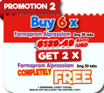 PROMOTION #2: - Buy 6 x Farmapram Alprazolam 2 mg 30 tabs $139.49 USD. - Get 2 x Farmapram Alprazolam 2 mg 30 tabs COMPLETELY FREE!!!